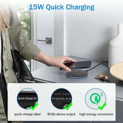 Φορητή 2 σε 1 Qi ασύρματη φόρτιση Pad 10W καθρέφτη επιφάνεια για κινητό τηλέφωνο
