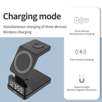 Γρήγορη κινητή ασύρματη φόρτιση Qi 15W 3 σε 1 για ρολόι τηλεφώνου