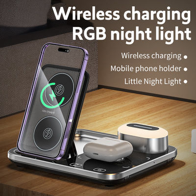 RGB Qi ασύρματο φορτιστή Dock Base 205KHz Μαύρο για διακόσμηση σπιτιού