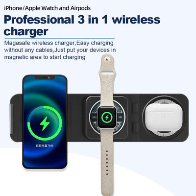 Λευκό στρογγυλό Qi ασύρματο φορτιστή 15w 107g αναδιπλούμενο κινητό