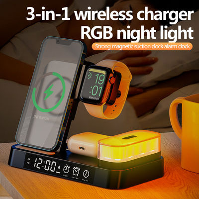 Πολυλειτουργική ασύρματη φόρτιση Qi Dock Stand CE πιστοποιημένη με ρολόι
