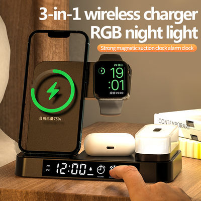Πολυλειτουργική ασύρματη φόρτιση Qi Dock Stand CE πιστοποιημένη με ρολόι
