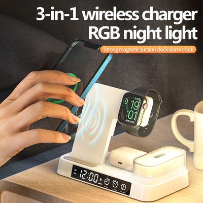 Πολυλειτουργική ασύρματη φόρτιση Qi Dock Stand CE πιστοποιημένη με ρολόι