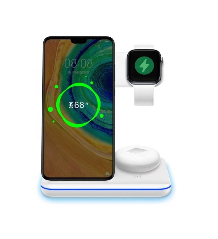 Γρήγορη πυρόστατη ασύρματη φόρτιση Qi 15w 3 σε 1